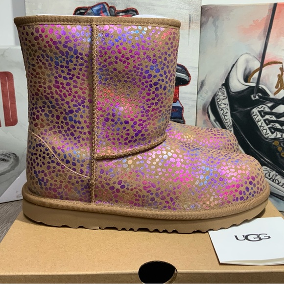 NEW UGG Classic II Spots Boots Chestnut Sparkle Suede SIZE 5Y/6.5W - Picture 2 of 12